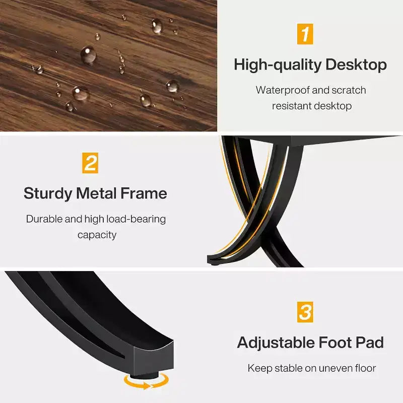 78-Inch Conference Table for 6-8 People, Rectangular Seminar Table with Strong Metal Frame for Office Meeting Boardroom, Brown