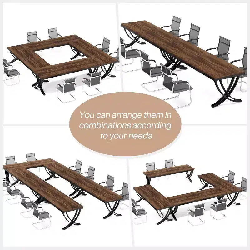 78-Inch Conference Table for 6-8 People, Rectangular Seminar Table with Strong Metal Frame for Office Meeting Boardroom, Brown