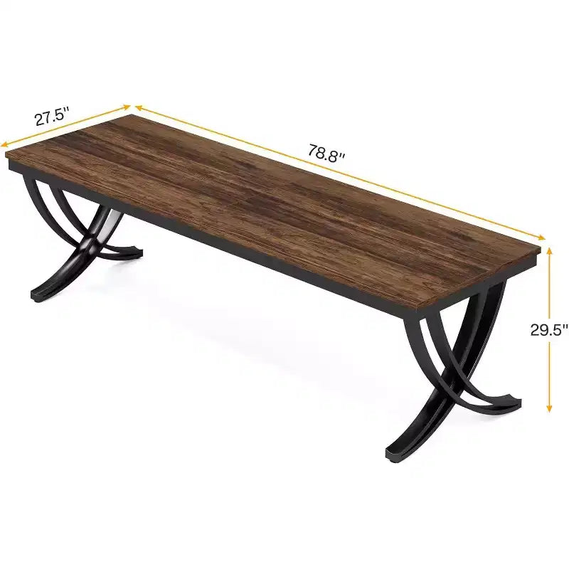 78-Inch Conference Table for 6-8 People, Rectangular Seminar Table with Strong Metal Frame for Office Meeting Boardroom, Brown