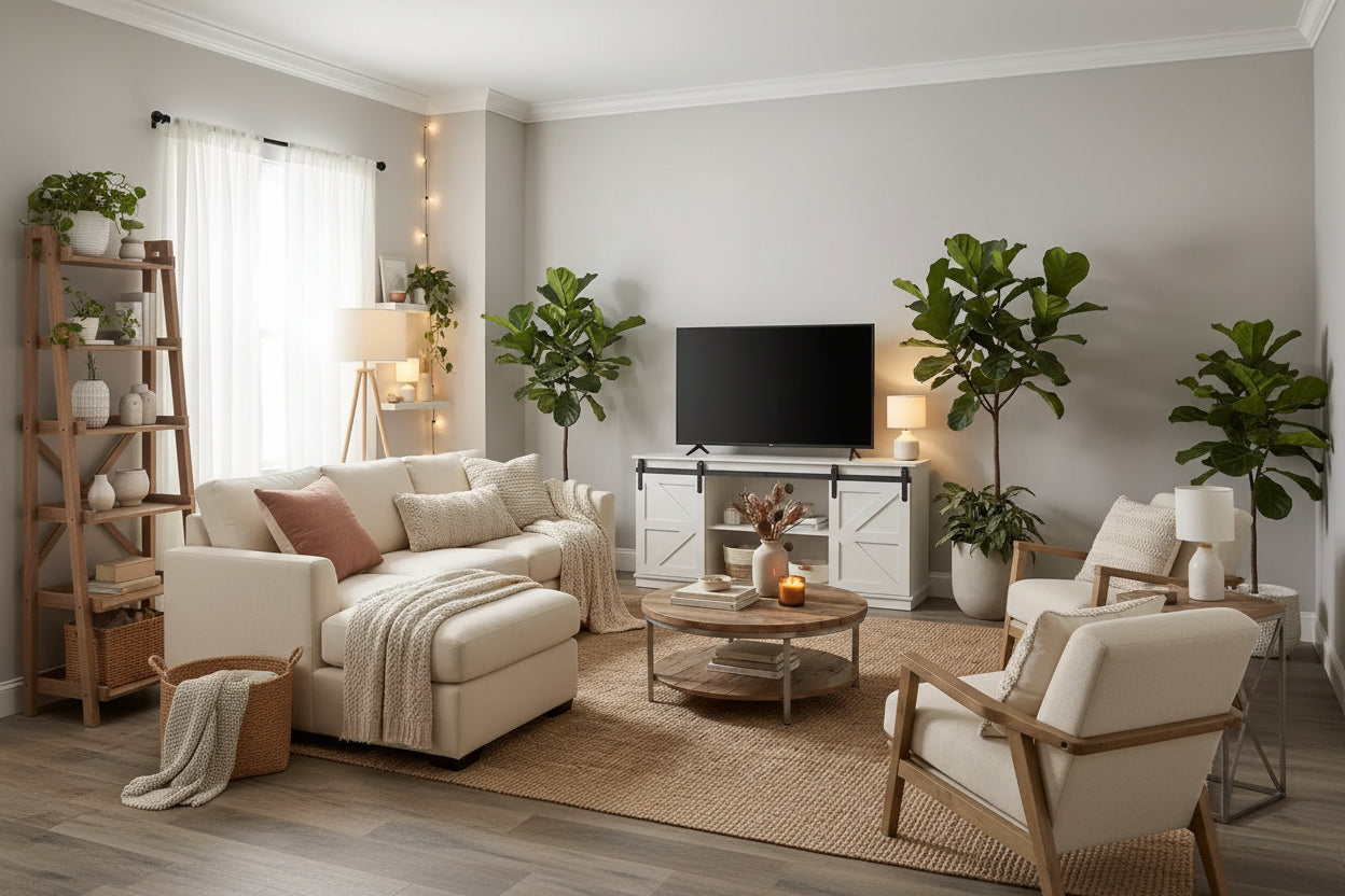 58 Farmhouse TV Stand with Sliding Barn Doors, Media Console with Adjustable Shelves & Cable Management for Living Room