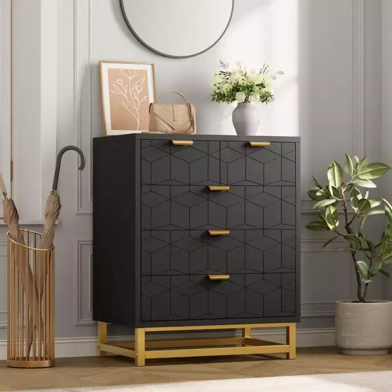 Modern 5-Drawer Dresser with Metal Legs,Wide Storage Chest Organizer for Bedroom, Living Room & Entryway
