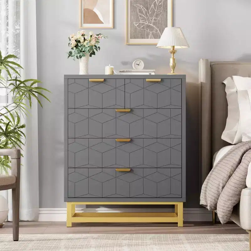 Modern 5-Drawer Dresser with Metal Legs,Wide Storage Chest Organizer for Bedroom, Living Room & Entryway