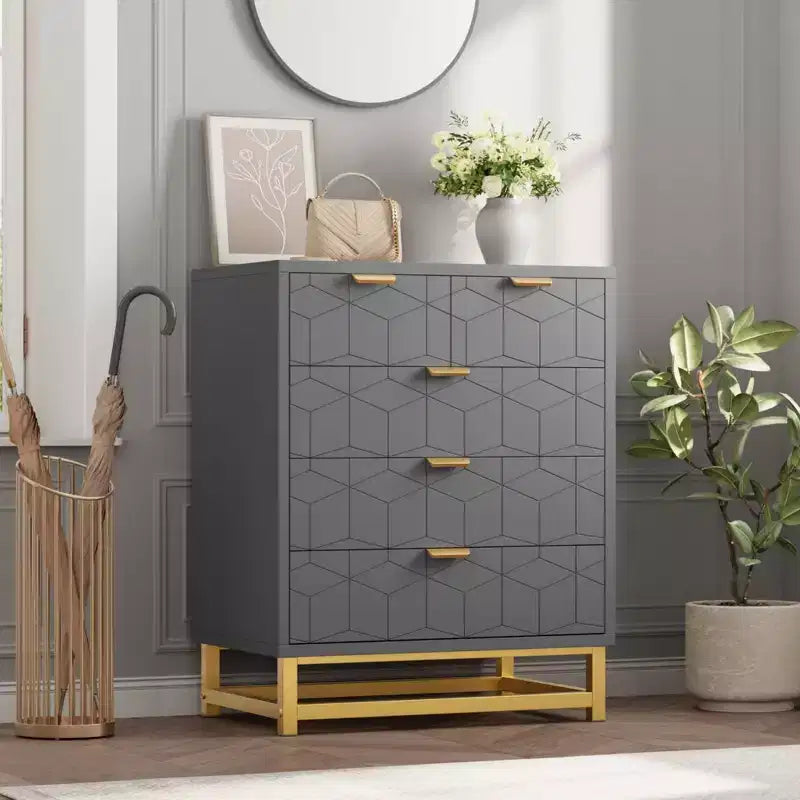 Modern 5-Drawer Dresser with Metal Legs,Wide Storage Chest Organizer for Bedroom, Living Room & Entryway