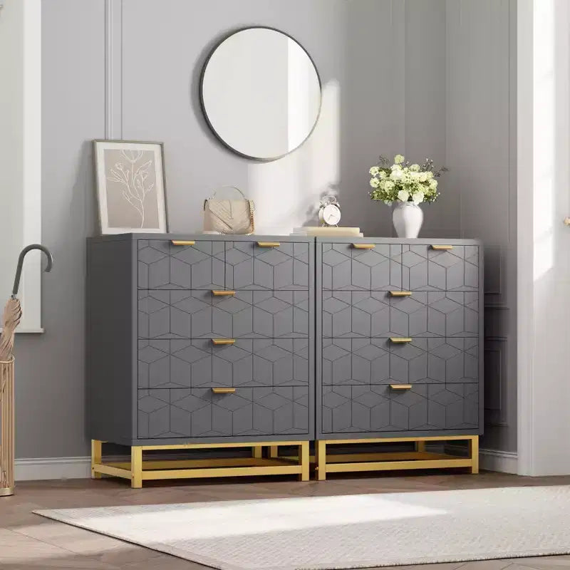 Modern 5-Drawer Dresser with Metal Legs,Wide Storage Chest Organizer for Bedroom, Living Room & Entryway