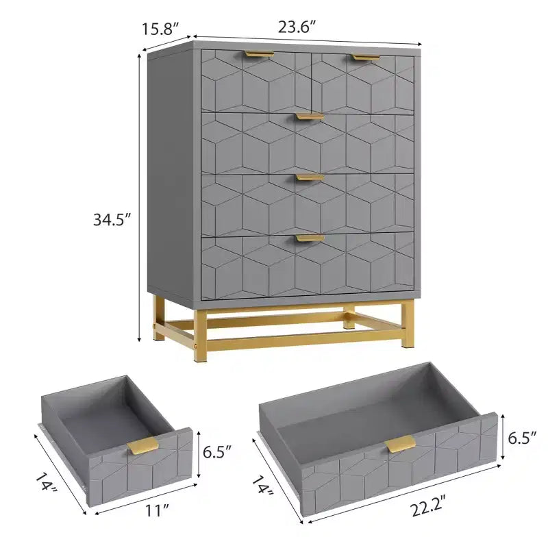 Modern 5-Drawer Dresser with Metal Legs,Wide Storage Chest Organizer for Bedroom, Living Room & Entryway