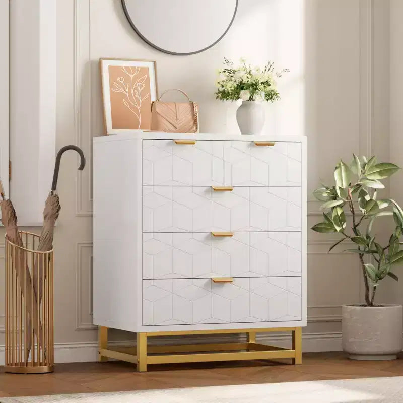 Modern 5-Drawer Dresser with Metal Legs,Wide Storage Chest Organizer for Bedroom, Living Room & Entryway