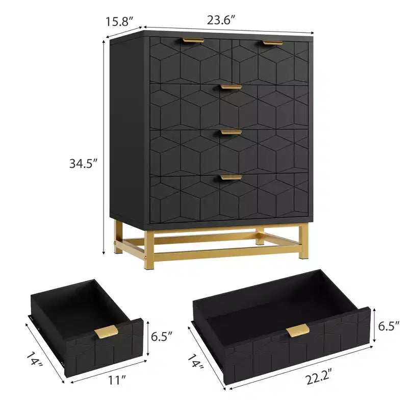 Modern 5-Drawer Dresser with Metal Legs,Wide Storage Chest Organizer for Bedroom, Living Room & Entryway