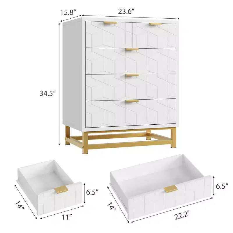 Modern 5-Drawer Dresser with Metal Legs,Wide Storage Chest Organizer for Bedroom, Living Room & Entryway