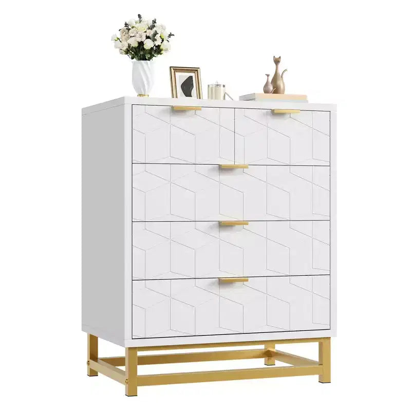 Modern 5-Drawer Dresser with Metal Legs,Wide Storage Chest Organizer for Bedroom, Living Room & Entryway