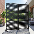 Divisorio per ambienti in acciaio zincato nero, 59x30x16, schermo privacy bifacciale a 5 pannelli