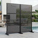 Divisorio per ambienti in acciaio zincato nero, 59x30x16, schermo privacy bifacciale a 5 pannelli