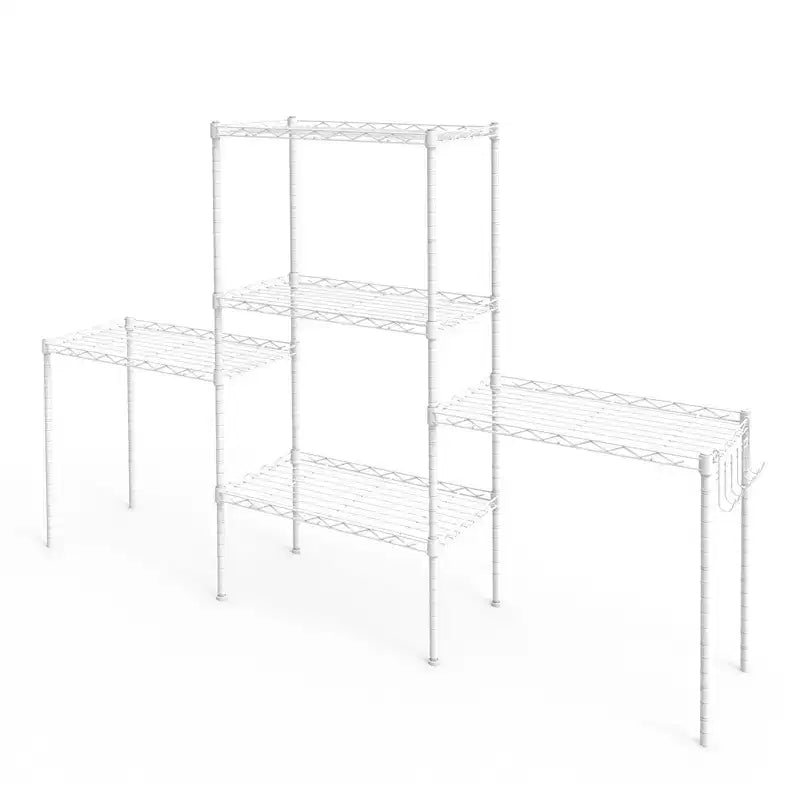 59'' White 5 Tier Storage Rack Adjustable Tier Spacing Height