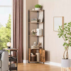 Hohe Eckablage mit 5 Ebenen - 58-Zoll-Eckvitrine mit Regalböden aus Massivholz - robuster freistehender Organizer für Wohnzimmer, Schlafzimmer und Küche