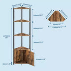 Hohe Eckablage mit 5 Ebenen - 58-Zoll-Eckvitrine mit Regalböden aus Massivholz - robuster freistehender Organizer für Wohnzimmer, Schlafzimmer und Küche