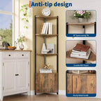 Hohe Eckablage mit 5 Ebenen - 58-Zoll-Eckvitrine mit Regalböden aus Massivholz - robuster freistehender Organizer für Wohnzimmer, Schlafzimmer und Küche