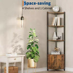 Hohe Eckablage mit 5 Ebenen - 58-Zoll-Eckvitrine mit Regalböden aus Massivholz - robuster freistehender Organizer für Wohnzimmer, Schlafzimmer und Küche