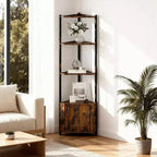 Hohe Eckablage mit 5 Ebenen - 58-Zoll-Eckvitrine mit Regalböden aus Massivholz - robuster freistehender Organizer für Wohnzimmer, Schlafzimmer und Küche