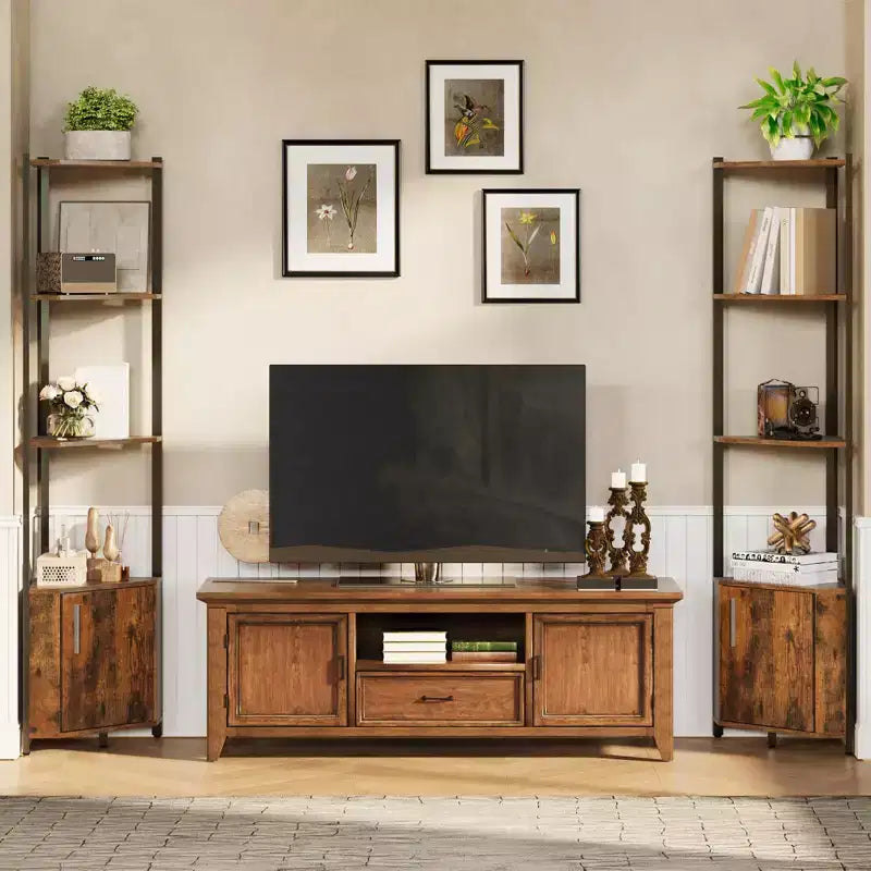 5-Tier Tall Corner Shelf - 58 Corner Display Cabinet with Solid Wood Shelves - Heavy Duty Standing Shelf Organizer for Living Room, Bedroom,Kitchen