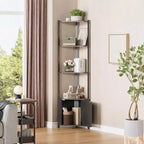 Hohe Eckablage mit 5 Ebenen - 58-Zoll-Eckvitrine mit Regalböden aus Massivholz - robuster freistehender Organizer für Wohnzimmer, Schlafzimmer und Küche