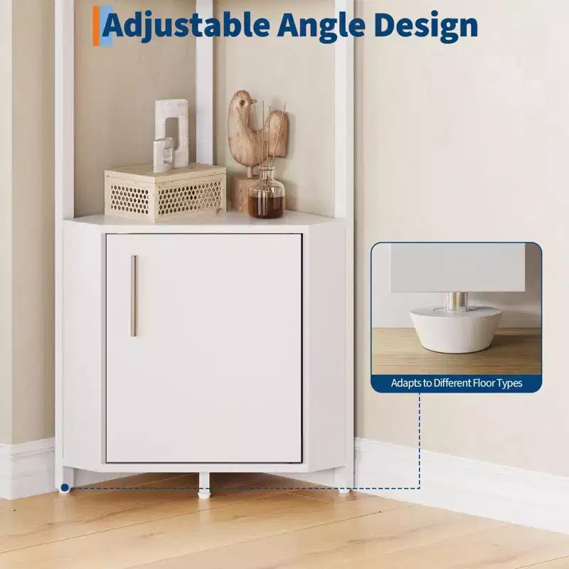 5-Tier Tall Corner Shelf - 58 Corner Display Cabinet with Solid Wood Shelves - Heavy Duty Standing Shelf Organizer for Living Room, Bedroom,Kitchen