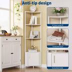 Hohe Eckablage mit 5 Ebenen - 58-Zoll-Eckvitrine mit Regalböden aus Massivholz - robuster freistehender Organizer für Wohnzimmer, Schlafzimmer und Küche