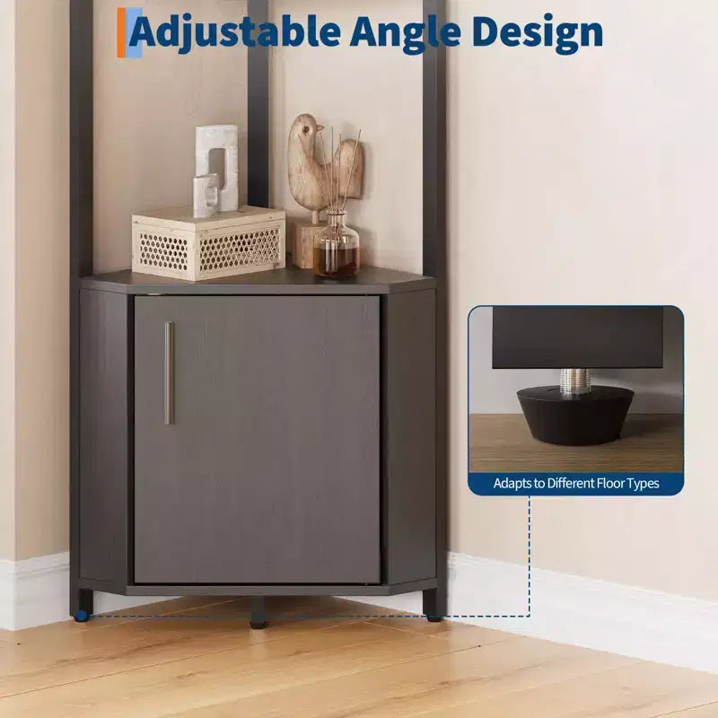 5-Tier Tall Corner Shelf - 58 Corner Display Cabinet with Solid Wood Shelves - Heavy Duty Standing Shelf Organizer for Living Room, Bedroom,Kitchen