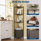 Hohe Eckablage mit 5 Ebenen - 58-Zoll-Eckvitrine mit Regalböden aus Massivholz - robuster freistehender Organizer für Wohnzimmer, Schlafzimmer und Küche