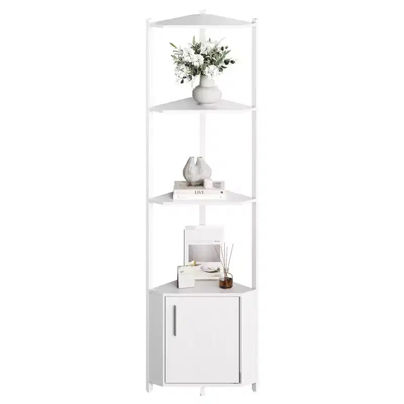 5-Tier Tall Corner Shelf - 58 Corner Display Cabinet with Solid Wood Shelves - Heavy Duty Standing Shelf Organizer for Living Room, Bedroom,Kitchen