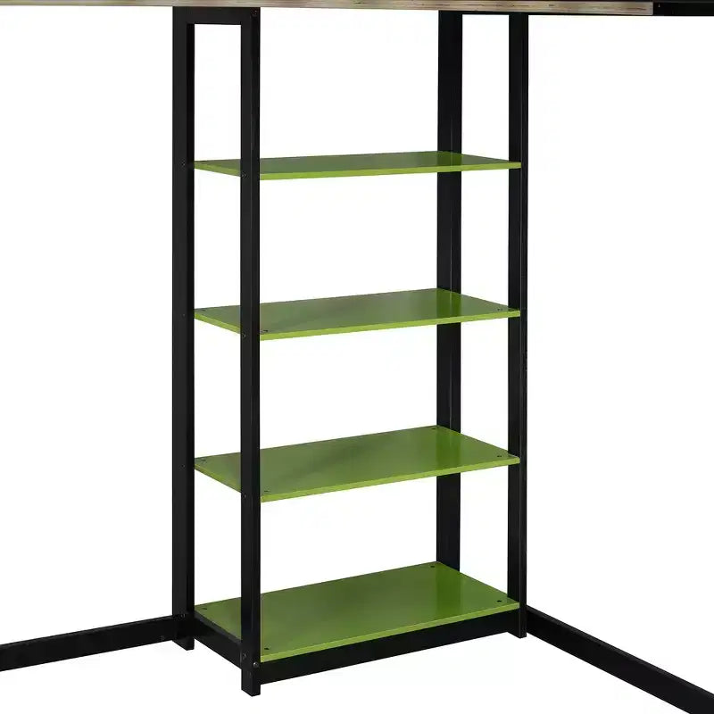 Struttura Letto a Soppalco in Legno Massello con Scrivania, Mensole, Presa di Corrente e Porte USB/Type-C