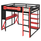 Hochbettgestell aus Massivholz mit Schreibtisch, Regalen, Steckdose und USB-/Type-C-Anschlüssen
