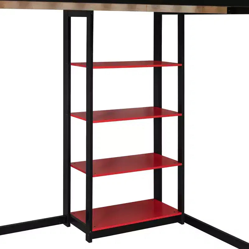 Struttura Letto a Soppalco in Legno Massello con Scrivania, Mensole, Presa di Corrente e Porte USB/Type-C