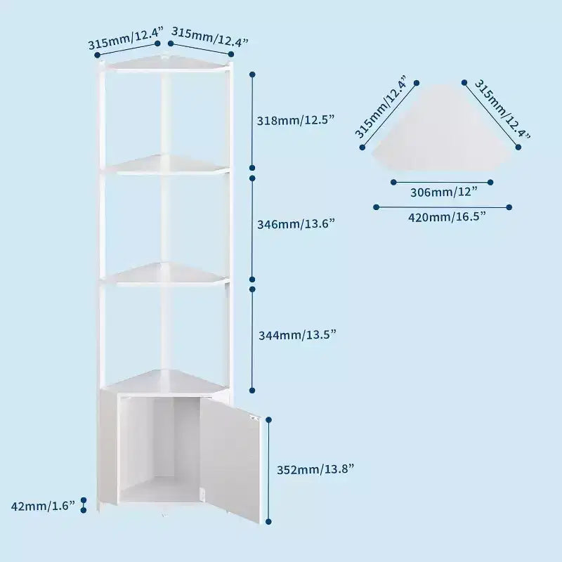 Corner Shelf, Adjustable Brightness, Modern Metal Frame & Wood Display Rack, Space-Saving Organizer for Living Room, Bedroom, Kitchen
