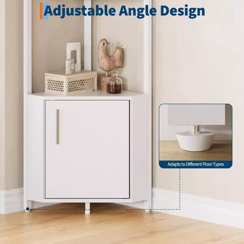 Corner Shelf, Adjustable Brightness, Modern Metal Frame & Wood Display Rack, Space-Saving Organizer for Living Room, Bedroom, Kitchen