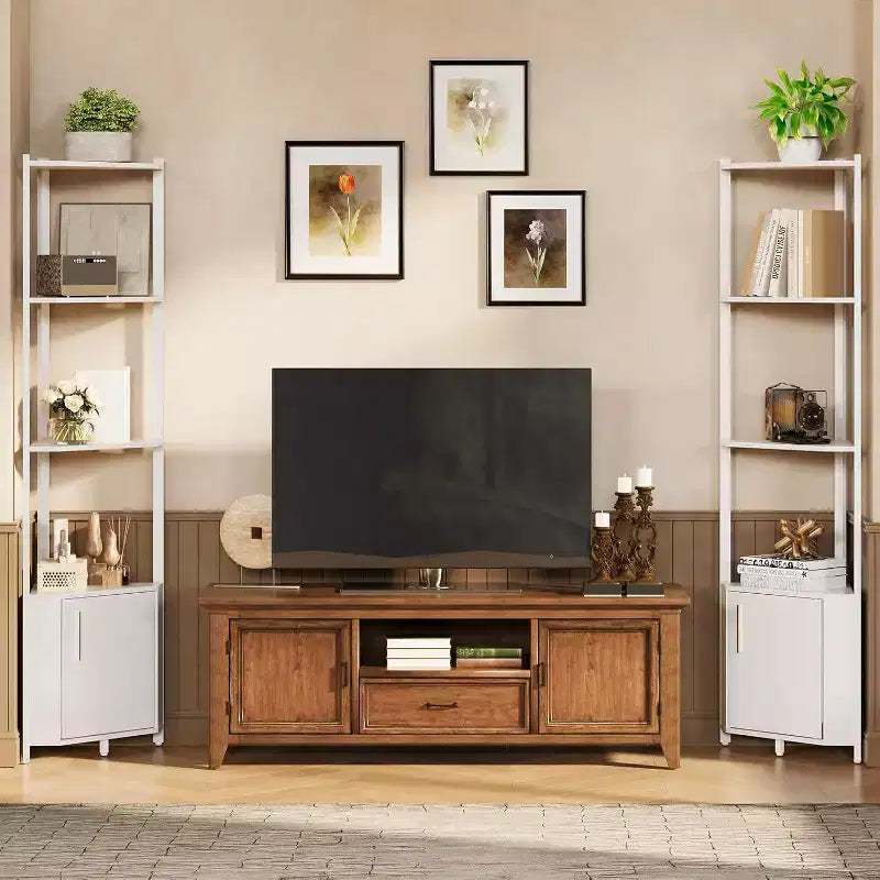 Corner Shelf, Adjustable Brightness, Modern Metal Frame & Wood Display Rack, Space-Saving Organizer for Living Room, Bedroom, Kitchen