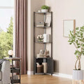 Corner Shelf, Adjustable Brightness, Modern Metal Frame & Wood Display Rack, Space-Saving Organizer for Living Room, Bedroom, Kitchen