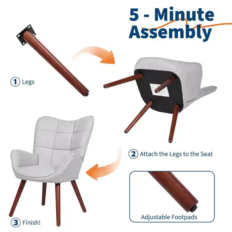 Mid Century Modern Upholstered Dining Chairs, with Back Support and Metal Legs, for Living Room, Bedroom