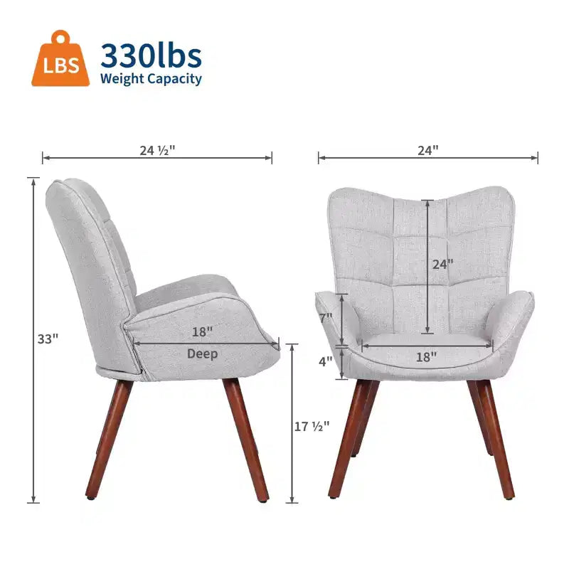 Mid Century Modern Upholstered Dining Chairs, with Back Support and Metal Legs, for Living Room, Bedroom
