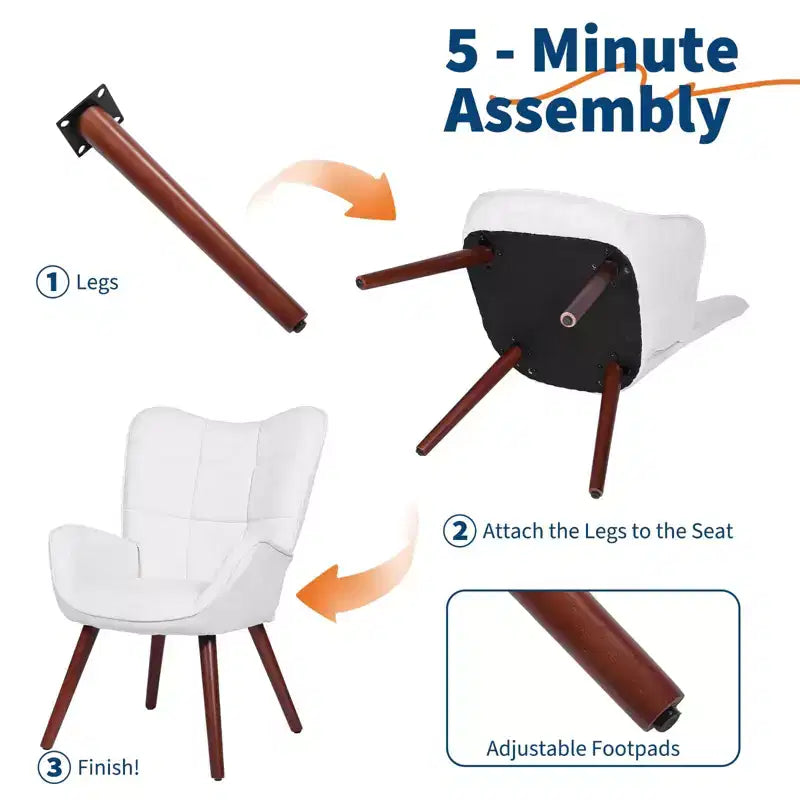 Mid Century Modern Upholstered Dining Chairs, with Back Support and Metal Legs, for Living Room, Bedroom