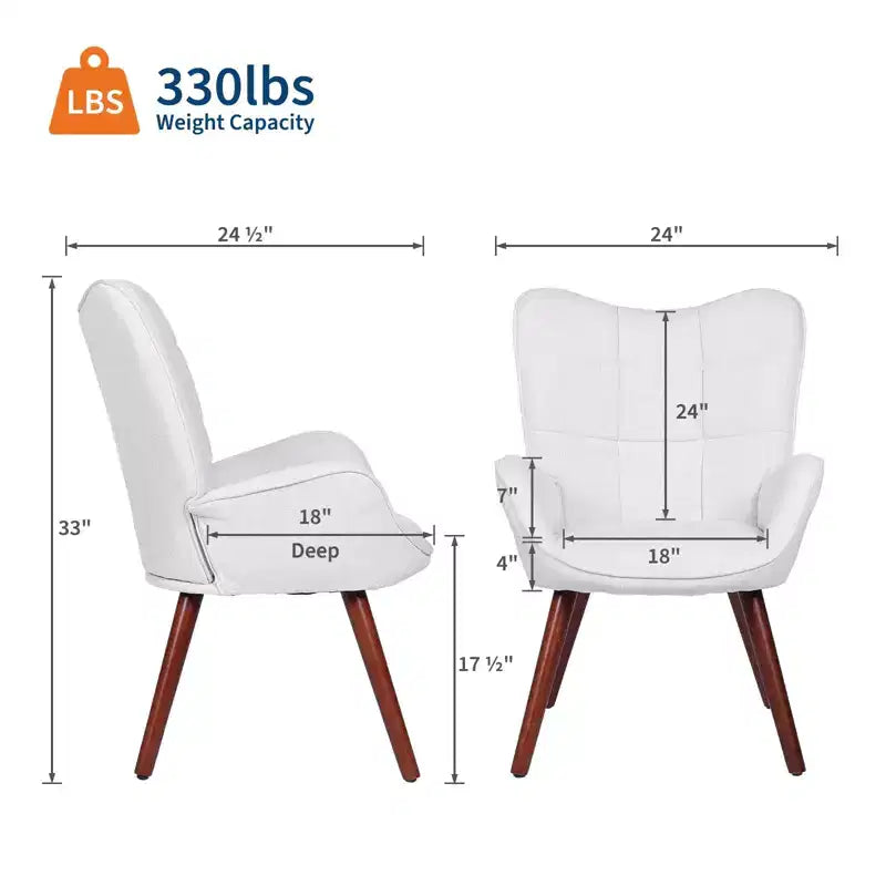 Mid Century Modern Upholstered Dining Chairs, with Back Support and Metal Legs, for Living Room, Bedroom