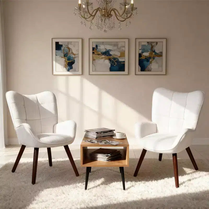 Mid Century Modern Upholstered Dining Chairs, with Back Support and Metal Legs, for Living Room, Bedroom