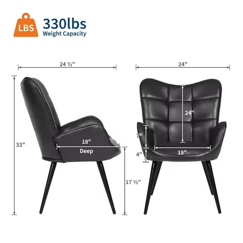 Mid Century Modern Upholstered Dining Chairs, with Back Support and Metal Legs, for Living Room, Bedroom