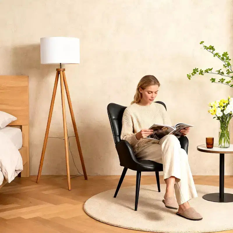 Mid Century Modern Upholstered Dining Chairs, with Back Support and Metal Legs, for Living Room, Bedroom