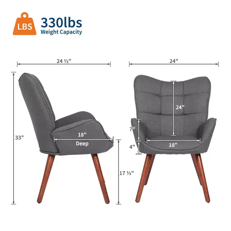 Mid Century Modern Upholstered Dining Chairs, with Back Support and Metal Legs, for Living Room, Bedroom