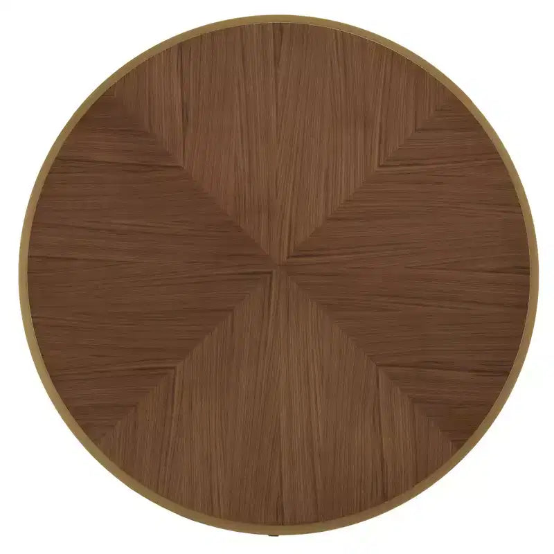 Natural Finish Dining Table With Gold Metal Base - Natural/Gold