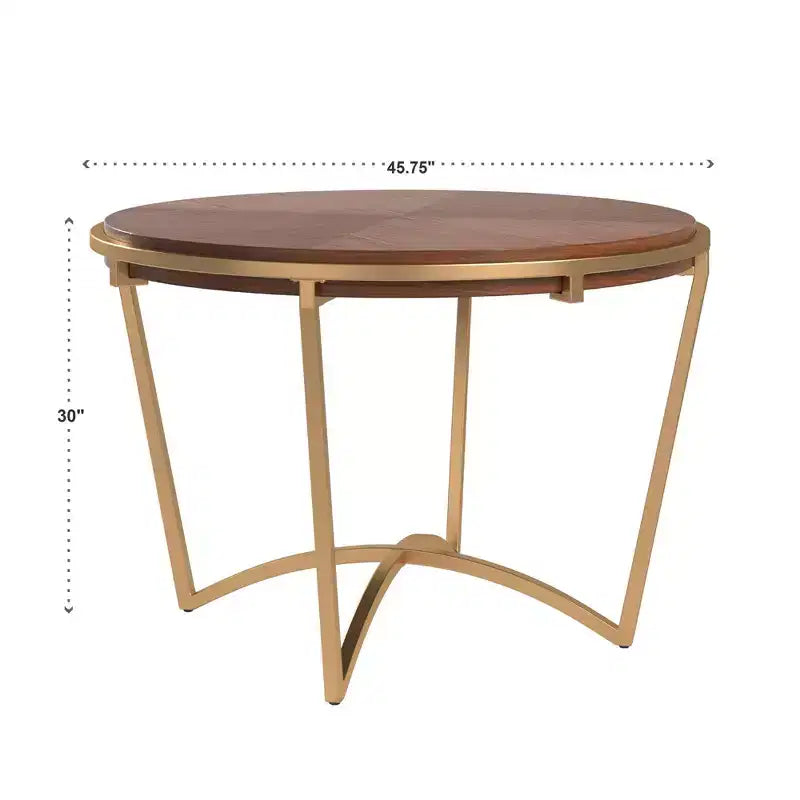 Natural Finish Dining Table With Gold Metal Base - Natural/Gold