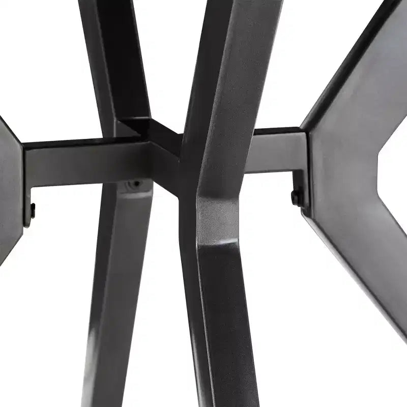 Wood Finish and Iron Gray Metal Base 4-Person Round Dining Table - Light Pine/Grey