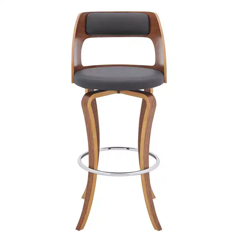 Faux Leather and Wood Swivel Bar Stool