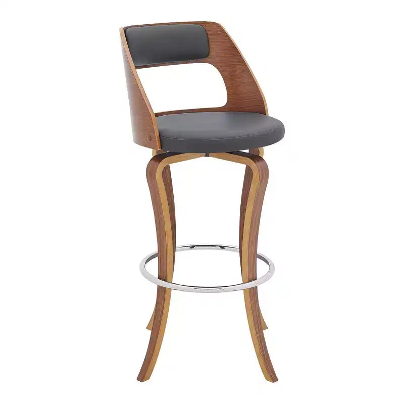 Faux Leather and Wood Swivel Bar Stool