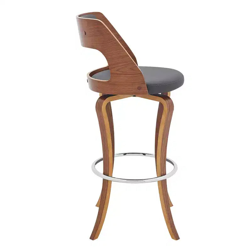 Faux Leather and Wood Swivel Bar Stool