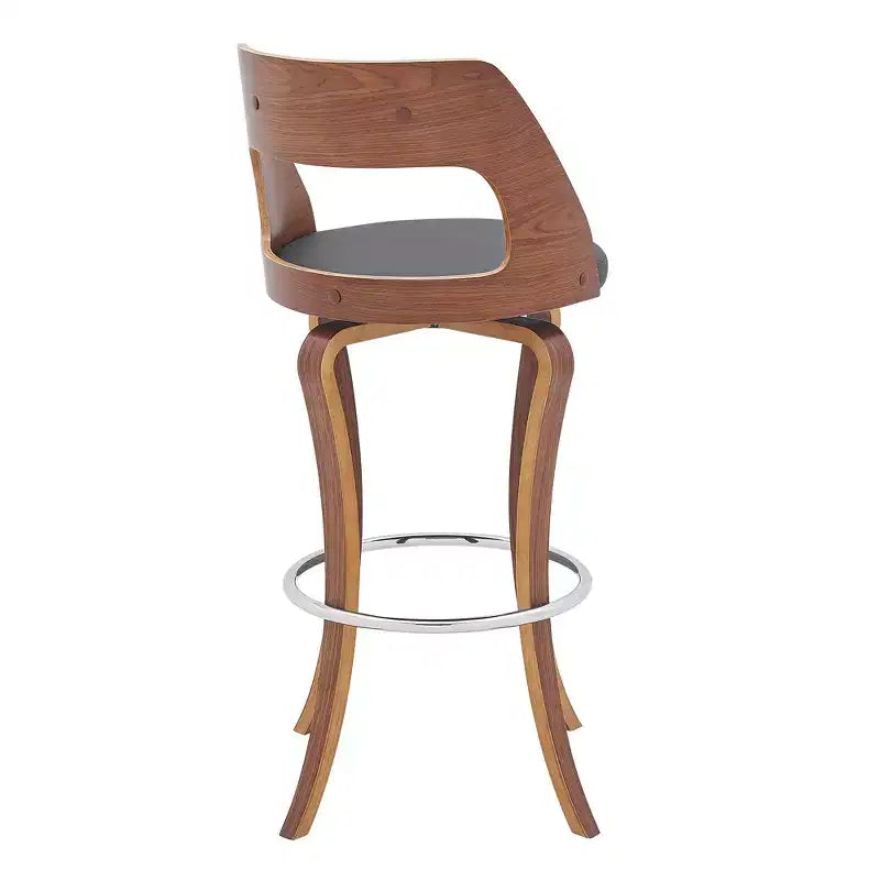 Faux Leather and Wood Swivel Bar Stool